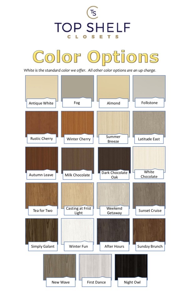 Top Shelf Color Options